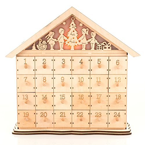 Adventskalender zum Befüllen Bethlehem 24 Schubladen aus Holz Fächer mit LED Beleuchtung Weihnachten, Weihnachtskalender DIY von pajoma von pajoma