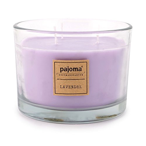 Pajoma Duftkerze Lavendel, 340 g, im Glas mit Holzdeckel, NEU Premium Edition, für circa 40 Stunden von pajoma
