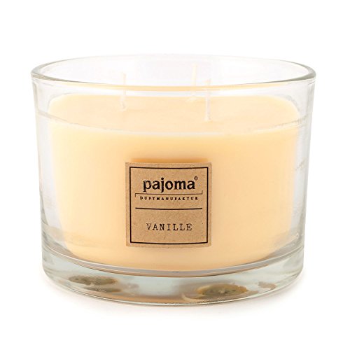 Pajoma Duftkerze Vanille, 340 g, im Glas mit Holzdeckel, NEU Premium Edition, für circa 40 Stunden von pajoma