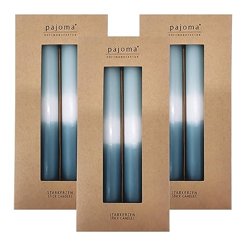 Stabkerzen 12 Stück - Blau-Weiß-Dunkelblau | Höhe 21 cm ø 2.1 cm - Brenndauer 5 Stunden | 3 farbige Spitzenkerzen - Premium Qualität | pajoma® von pajoma