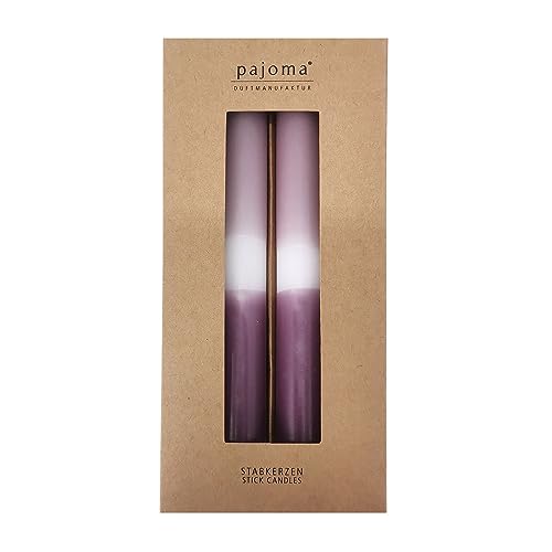 Stabkerzen 4 Stück - Flieder-Weiß-Lila | Höhe 21 cm ø 2.1 cm - Brenndauer 5 Stunden | 3 farbige Spitzenkerzen - Premium Qualität | pajoma® von pajoma
