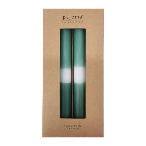 Stabkerzen 4 Stück - Grün-Weiß-Grün | Höhe 21 cm ø 2.1 cm - Brenndauer 5 Stunden | 3 farbige Spitzenkerzen - Premium Qualität | pajoma® von pajoma