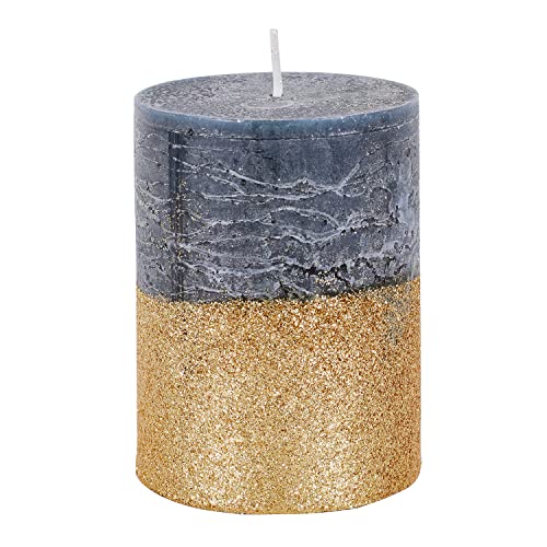 Stumpenkerzen - Premium Qualität/Glitzernde Stumpen Kerze Brenndauer: 45 Stunden, Ø 75 mm x 100 mm, Farbe Grün/Pajoma von pajoma