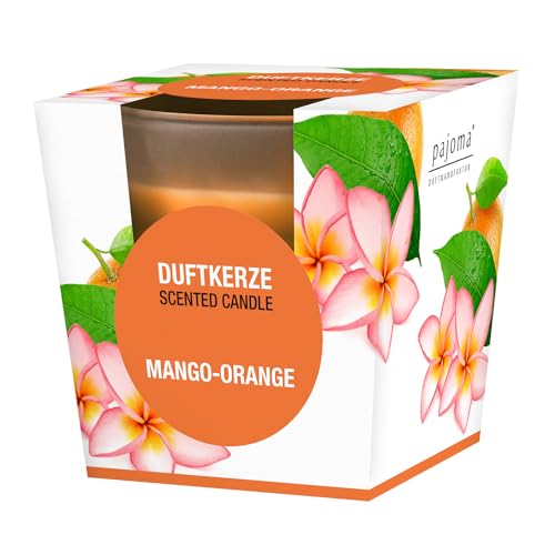 pajoma® Duftkerze, Mango-Orange - im satinierten Glas | 120g Wachsgewicht, Brenndauer: 25 Stunden, in edler Geschenkverpackung | Premium Qualität von pajoma