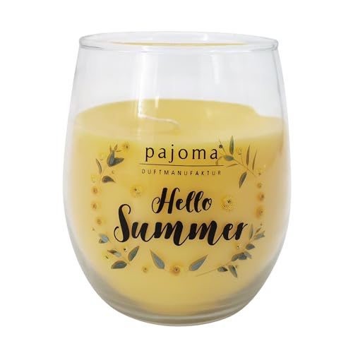 pajoma® Duftkerze im Glas, Citronella - Hello Summer | 25 Stunden Brenndauer - H 10 x B 7 cm | 2,5% Beduftung, 295g Wachsgewicht | Premium Qualität von pajoma