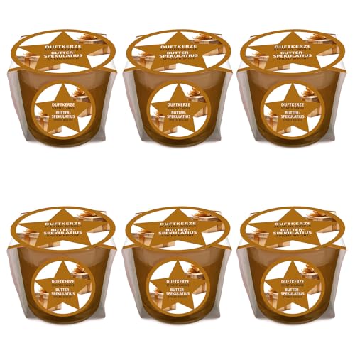 pajoma® Mini Duftkerze 6er-Set, Spekulatius - Weihnachten Edition | 45g Wachsgewicht, Brenndauer: 10 Stunden, in edler Geschenkverpackung | Premium Qualität von pajoma