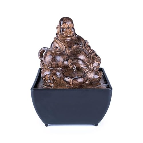 pajoma® Zimmerbrunnen Buddha Teekanne H 17,5 cm – Beruhigendes Wasserplätschern im asiatischen Design | Feng-Shui Wohnaccessoire aus Kunstharz – Ideal für Meditation & Relax von pajoma
