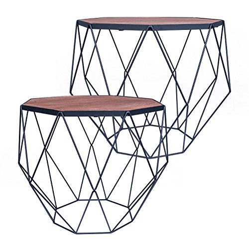 pajoma Beistelltische Geo im 2er Set aus Metall & Holz von pajoma