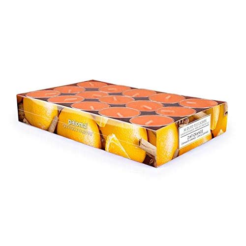 pajoma® Teelichte 30 Stück, Zimt-Orange | Duft-Teelichte in Aluminiumhülle, Brenndauer ca. 4 Stunden - Höhe 1,5 cm ø 3,5 cm | Premium Qualität | Deko, Gastronomie, Outdoor, Party, Windgläser, Hochzeit von pajoma