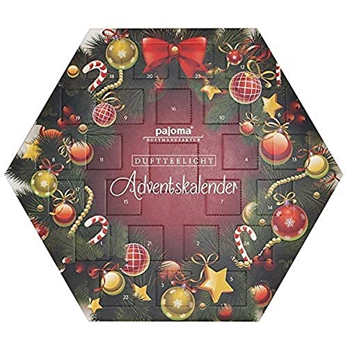 pajoma Duftkerzen Duftteelichte Teelicht Adventskalender sechseckig, 24 Teelichte in 6 versch. Sorten inkl. Teelichthalter von pajoma