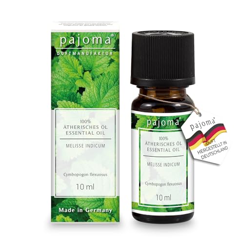 pajoma® Duftöl 10 ml, Melisse Indicum | 100% Naturrein Ätherisches Öl für Aromatherapie, Duftlampe, Aroma Diffuser, Massage, Naturkosmetik | Premium Qualität von pajoma