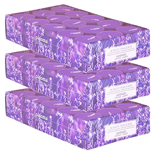 pajoma Duftteelicht Lavendel, 90 Stück (3 x 30er Pack) in Verschiedenen Düften erhältlich von pajoma