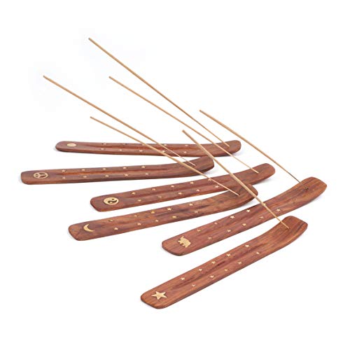 pajoma Räucherstäbchenhalter ''Intarsien'' aus Holz & Messing, 6er Set, L 25 cm, 500 g von pajoma