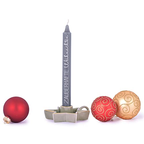 pajoma Stabkerzen "Zauberhafte Weihnachten" 4er Set, Grau | Brenndauer ca. 5,5 Stunden, 20 cm lang von pajoma