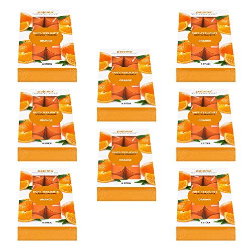 pajoma Teelichte Orange, 8er Pack (8X 8 Teelichte) in Polycarbonat Hülle von pajoma