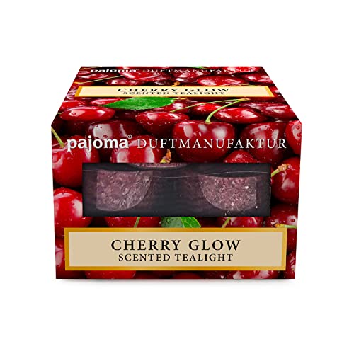 pajoma Teelichter Duftkerzen, in Polycarbonat Hülle oder im Glas, duftintensiv (Cherry Glow, Teelichte) von pajoma