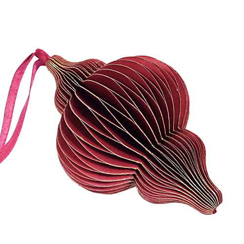 Weihnachtsanhänger 3D / Länglich Papier/Premium Qualität/Papieranhänger - Weihnachtsdeko 8 cm in Maroon/Pajoma von pajoma