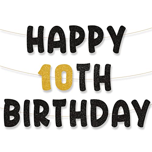 Palasasa Happy 10. Geburtstag Banner Girlande Deko Schwarz Gold für 10 Jahre Kinder Mädchen Party Dekoration Palasasa Happy 10. Geburtstag Banner Girlande Deko Schwarz Gold für 10 Jahre Kinder Mädchen Party Dekoration von palasasa