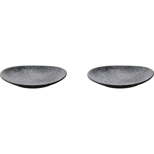 2 x palmer Rocks Teller oval, Porzellan, 31 x 27 cm, für ein 2 Personen Gedeck, spülmaschinenfest, weiß grau schwarz gesprenkel, Form und Oberfläche im matten Finish von palmer