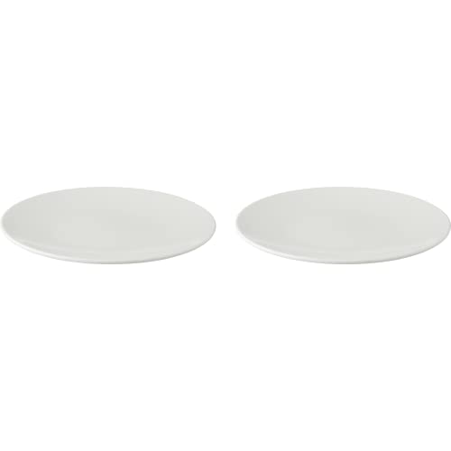 2 x palmer White Delight Teller flach im Set, Porzellan, Ø 21 cm, weiß glänzend, randlos coupe modern, für kleine Speisen, Kuchen oder Beilagen, stapelbar, spülmaschinenfest von palmer