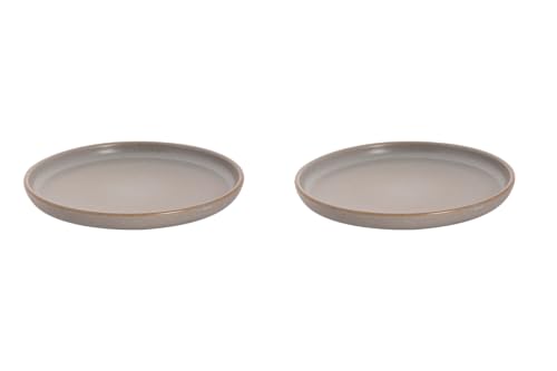 palmer Sandy Loam Teller flach - 2er-Set - Steinzeug - Ø 22 cm - grau, matt glänzend gesprenkelt, kompakter Stil - für Brotzeit, FrühStück oder als Kuchenteller - stapelbar, spülmaschinenfest von palmer