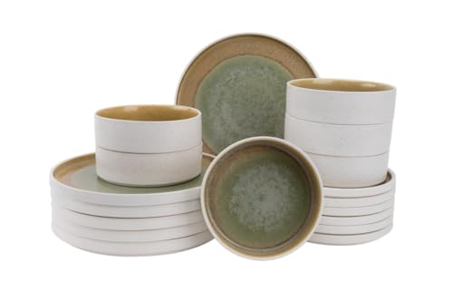 Palmer - Coco - Tafelservice - 18-teilig - Grün Geschirr Porzellan – Spülmaschinen- & Mikrowellengeeignet – Einzigartiges Gesprenkeltes Muster Palmer - Coco - Tafelservice - 18-teilig - Grün Geschirr Porzellan – Spülmaschinen- & Mikrowellengeeignet – Einzigartiges Gesprenkeltes Muster von palmer