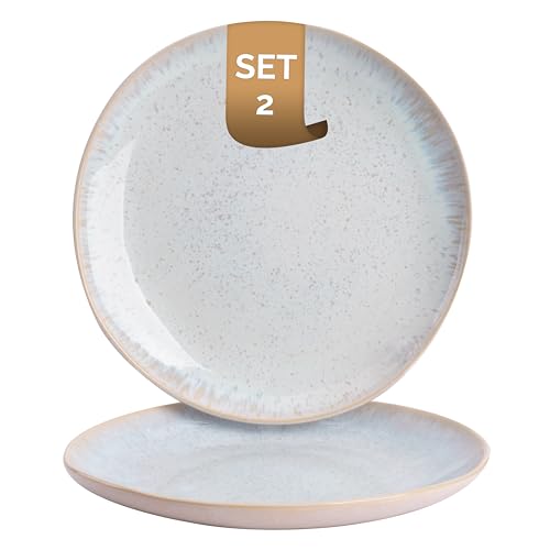 palmer - Light Blue Sea - Speiseteller Ø28,5 cm – 2 Stück – Weiß/Hellblau Steinzeug – Spülmaschinen- & Ofengeeignet – Reaktive Glasur von palmer