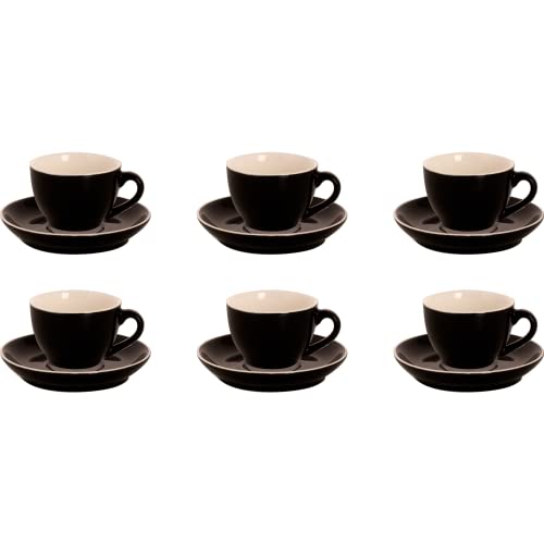 palmer colors Kaffeetassen - 6er-Set, Porzellan, schwarz, 18 cl – 14 cm moderne, kompakte Form, für Kaffee, Cappuccino, Tee und Kakao spülmaschinenfest von palmer