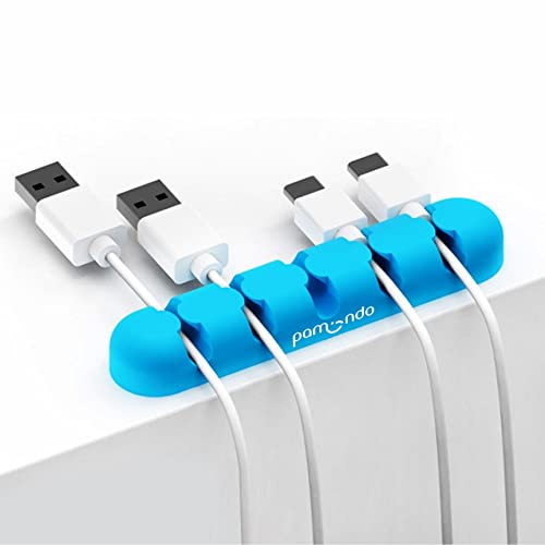 Kabelhalter, Kabelclips, Kabelmanagement für Schreibtisch, Auto, USB Ladekabel – Organizer aus Silikon mit 3M Klebeband für Zuhause (blau, 1) von pamindo