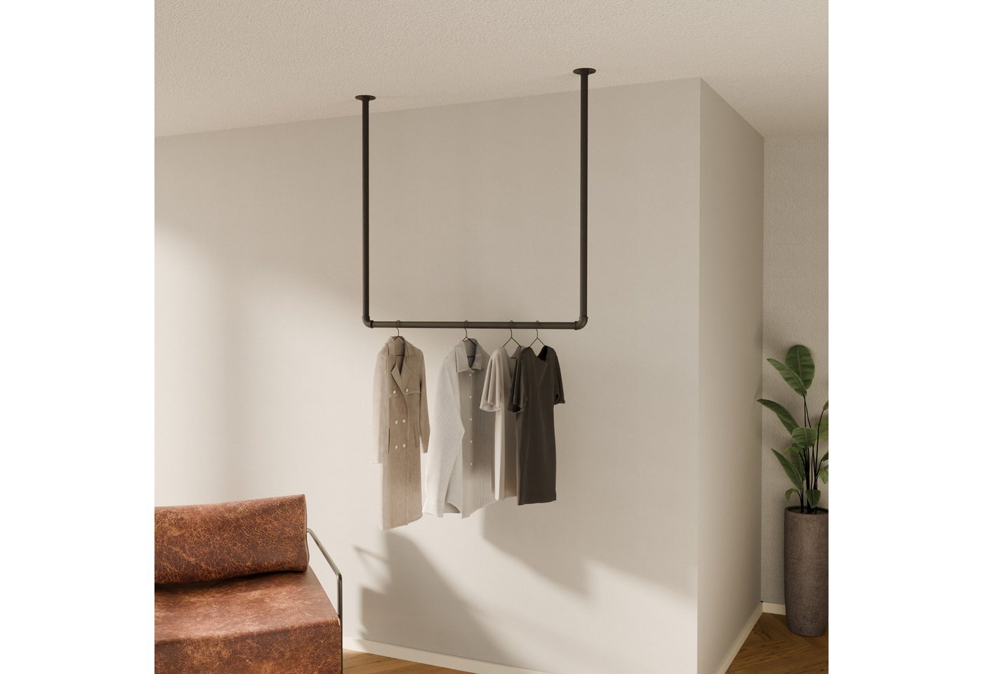 pamo. design Garderobenstange HANG, (zur Deckenmontage), Offene Garderobe für den Eingangsbereich oder als Handtuchhalter von pamo. design