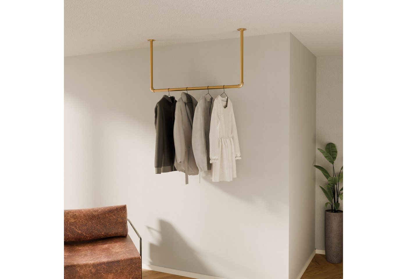 pamo. design Garderobenstange HANG, (zur Deckenmontage), Offene Garderobe für den Eingangsbereich oder als Handtuchhalter von pamo. design