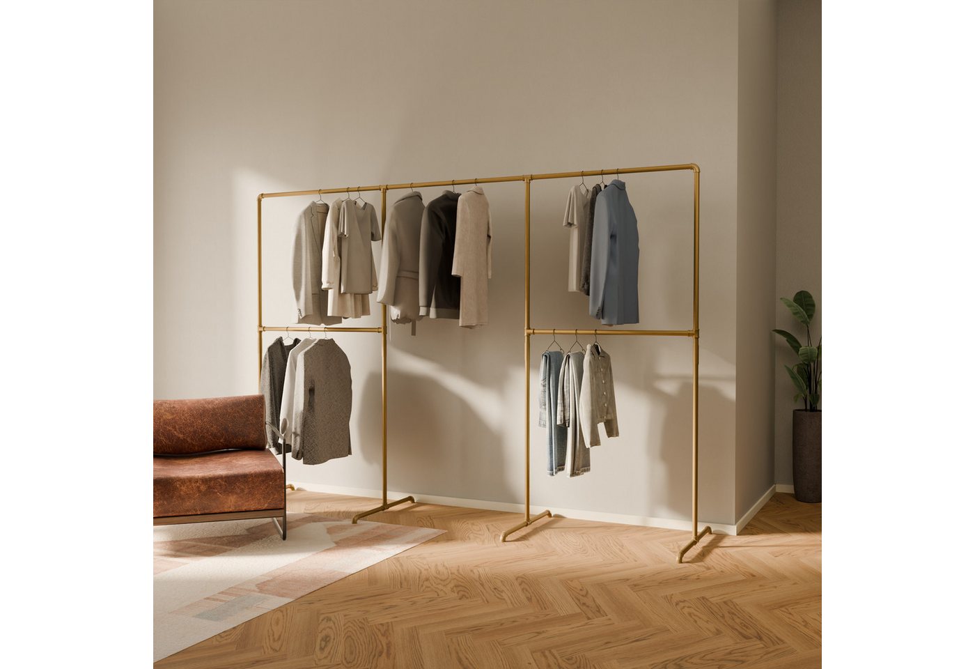 pamo. design Kleiderständer Kleiderständer LAS gold - freistehende Garderobe, kratzfeste & platzsparende Kleiderstange, stabil, einfache Montage pamo. design Kleiderständer Kleiderständer LAS gold - freistehende Garderobe, kratzfeste & platzsparende Kleiderstange, stabil, einfache Montage von pamo. design