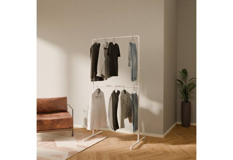 pamo. design Kleiderständer Kleiderständer LAS weiß - freistehende Garderobe, kratzfeste & platzsparende Kleiderstange, stabil, einfache Montage von pamo. design