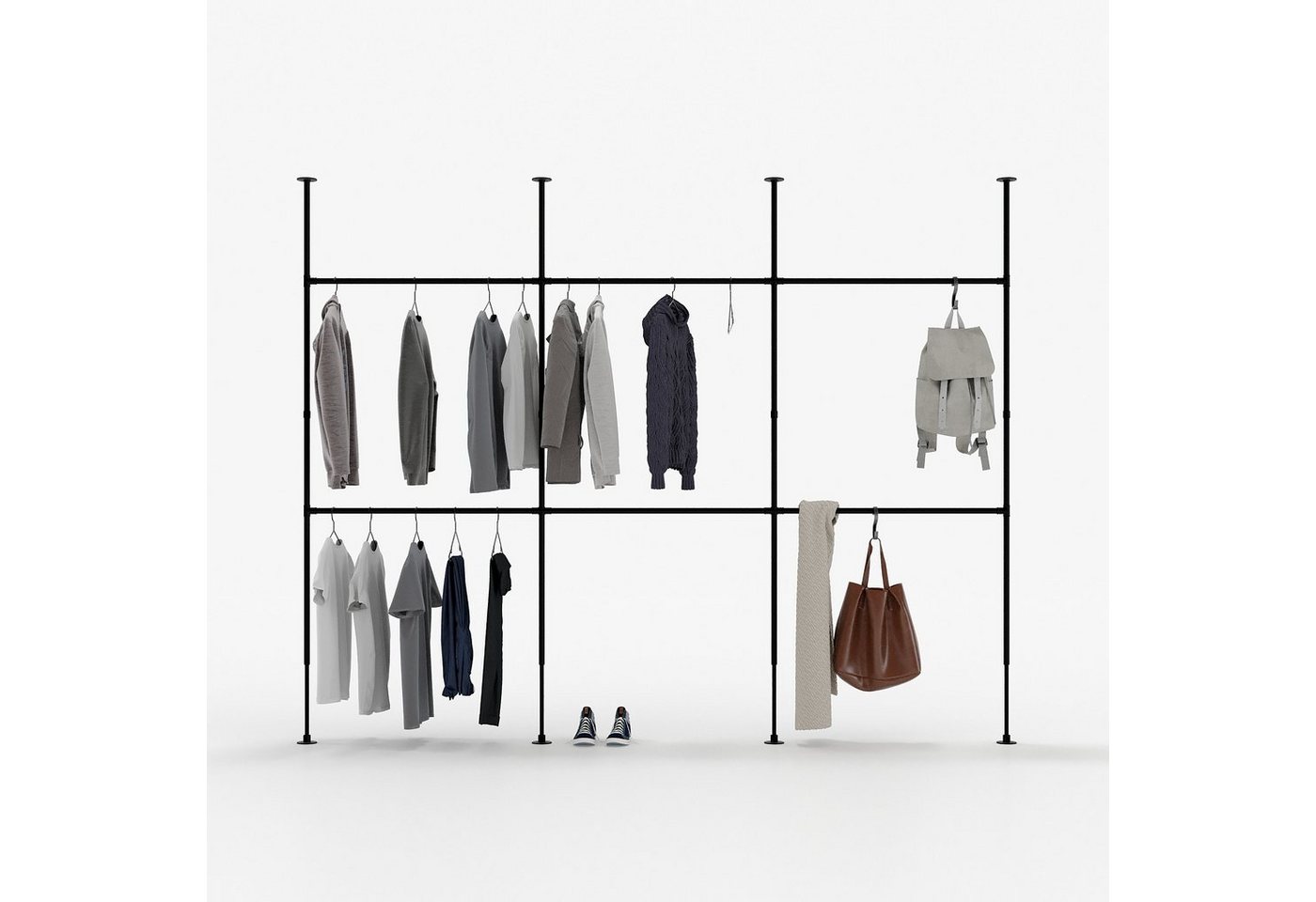 pamo. design Kleiderständer LOFT, (klemmend, ohne Bohren), offener Garderobenständer als Raumteiler von pamo. design