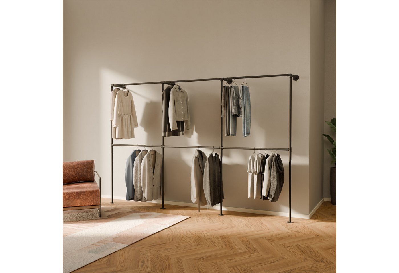 pamo. design Kleiderständer TIM DOUBLE Industrial Kleiderstange zur Wandmontage, (Set, 1) von pamo. design