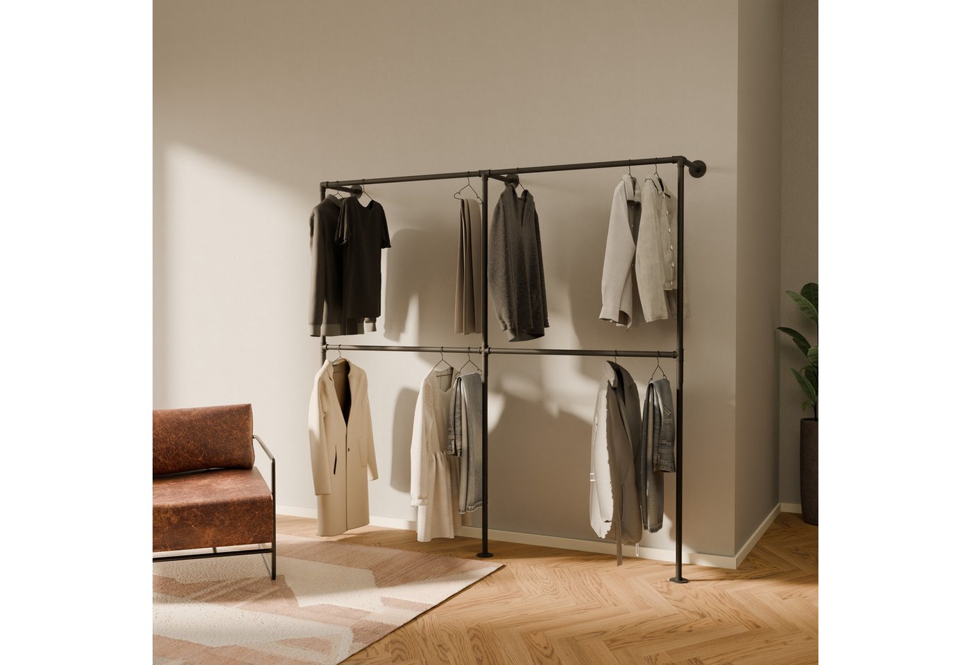 pamo. design Kleiderständer TIM DOUBLE Industrial Kleiderstange zur Wandmontage, (Set, 1) von pamo. design