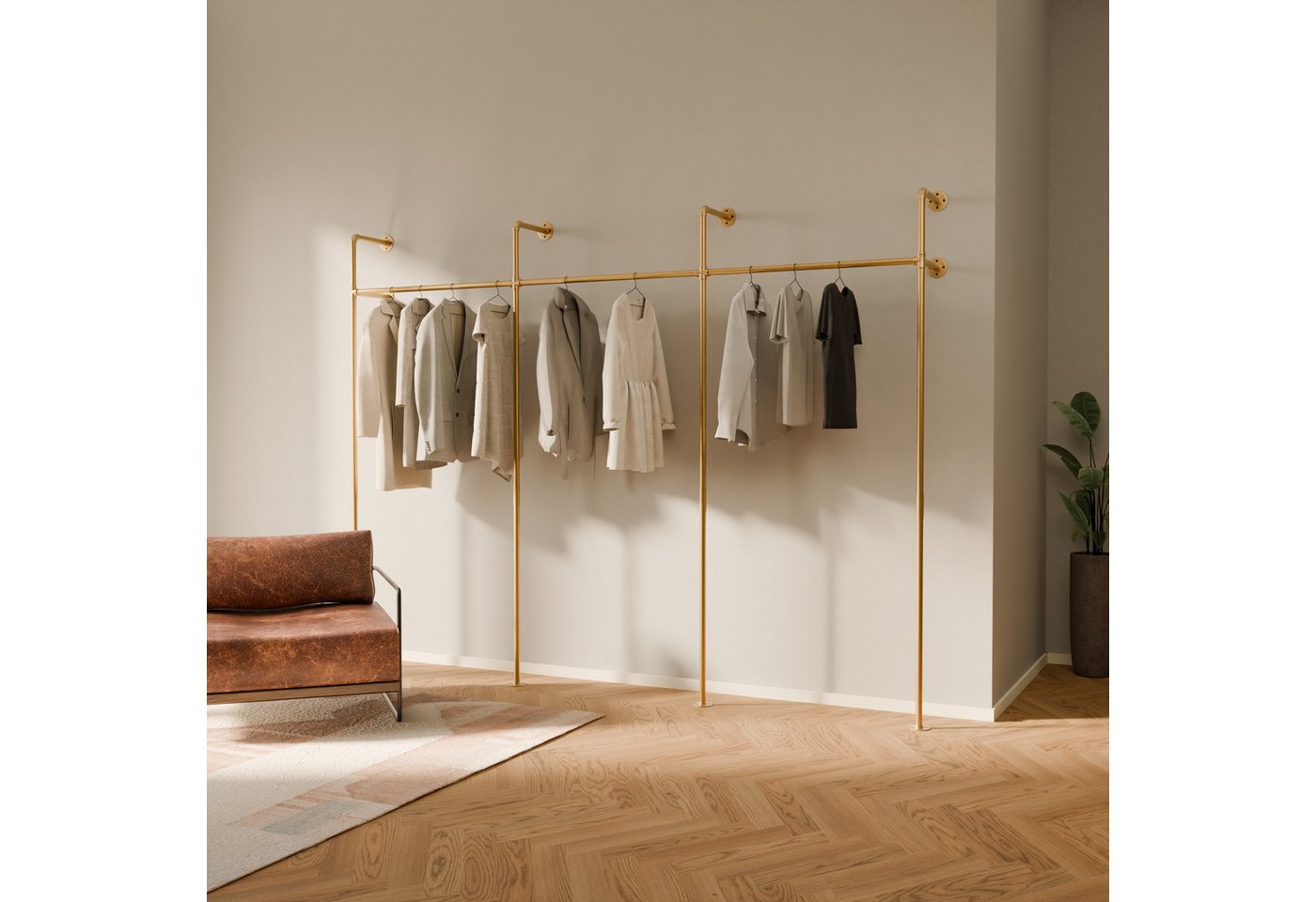 pamo. design Kleiderständer offener Kleiderschrank KIM, Garderobenständer im Industrie Design zur Wandmontage von pamo. design