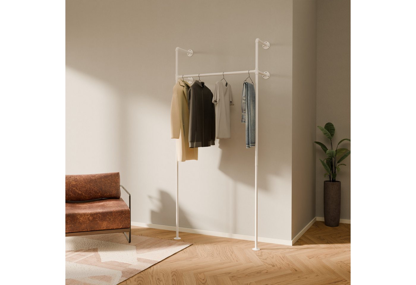 pamo. design Kleiderständer offener Kleiderschrank KIM, Garderobenständer im Industrie Design zur Wandmontage von pamo. design