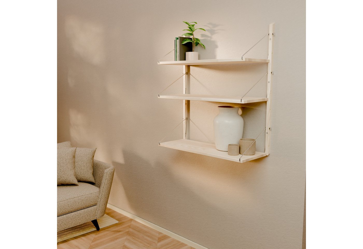 pamo. design Wandregal Modulares Regalsystem STAKK Dekoregal, Set, Modulares Skandi-Regal aus Esche & Stahl, bis 50 kg, Made in Europe pamo. design Wandregal Modulares Regalsystem STAKK Dekoregal, Set, Modulares Skandi-Regal aus Esche & Stahl, bis 50 kg, Made in Europe von pamo. design