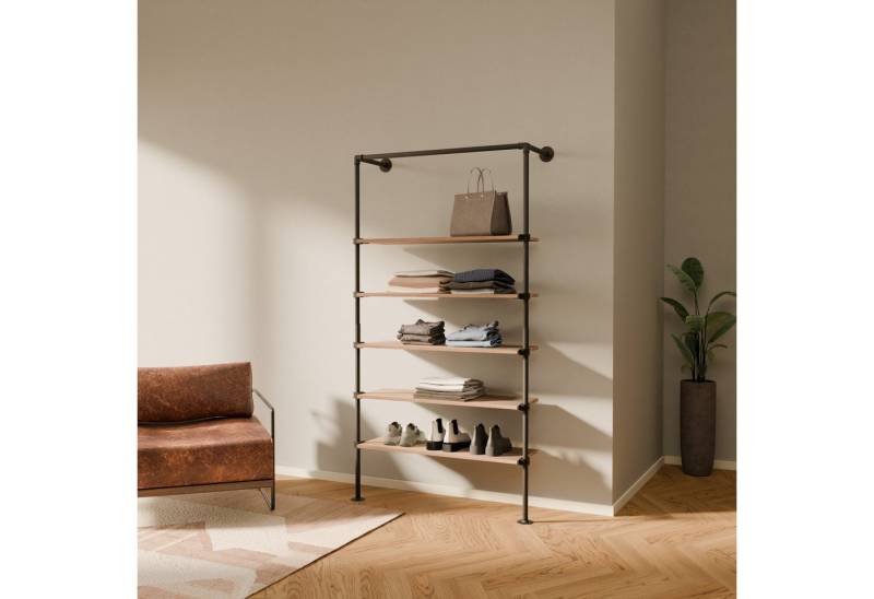 pamo. design Wandregal TIM offener Kleiderschrank mit Regalböden, Industrial, zur Wandmontage, Set von pamo. design