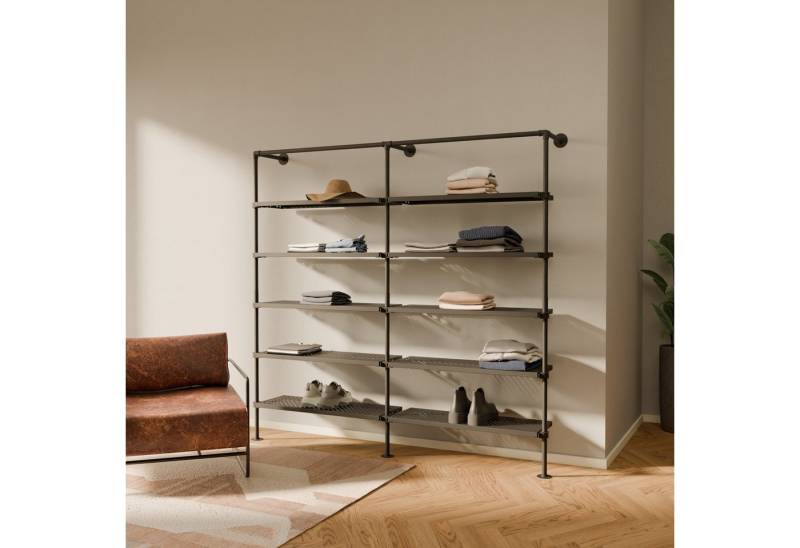 pamo. design Wandregal TIM offener Kleiderschrank mit Regalböden, Industrial, zur Wandmontage, Set von pamo. design