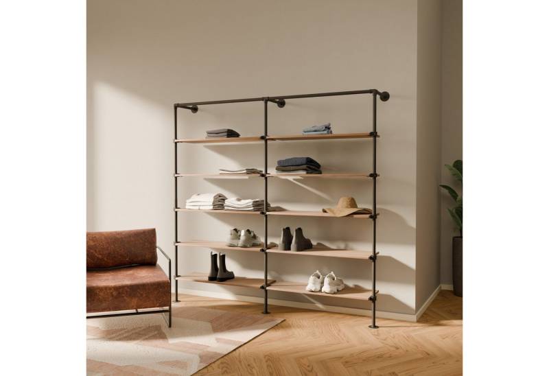 pamo. design Wandregal TIM offener Kleiderschrank mit Regalböden, Industrial, zur Wandmontage, Set von pamo. design