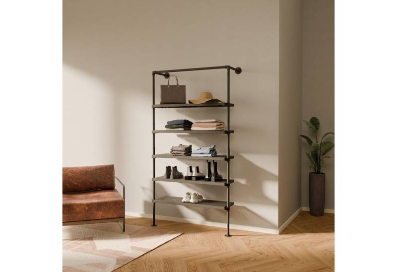 pamo. design Wandregal TIM offener Kleiderschrank mit Regalböden, Industrial, zur Wandmontage, Set von pamo. design