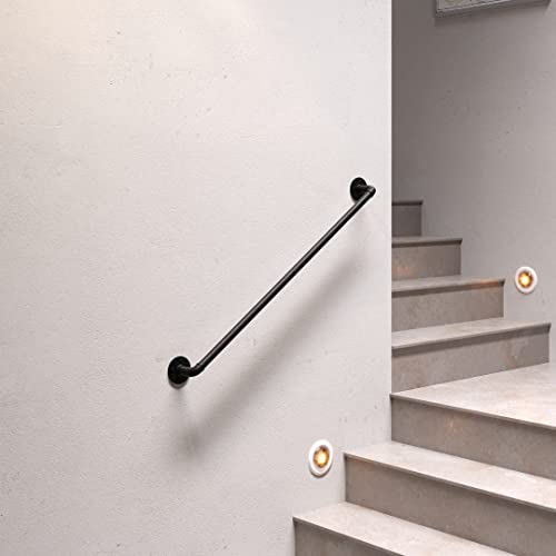 Pamo Handlauf für Treppen | 36-392 cm | Handlauf schwarz aus stabilen Rohren im industrial Loft Design | Treppengeländer innen zur Wandbefestigung | Handläufe von pamo