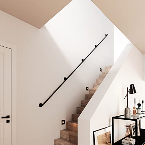 pamo Handlauf für Treppen | 36-392 cm | Handlauf schwarz aus stabilen Rohren im industrial Loft Design | Treppengeländer innen zur Wandbefestigung | Handläufe von pamo