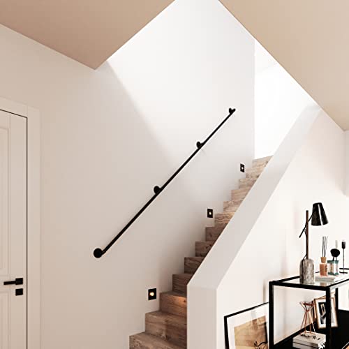 pamo Handlauf für Treppen | 36-392 cm | Handlauf schwarz aus stabilen Rohren im industrial Loft Design | Treppengeländer innen zur Wandbefestigung | Handläufe von pamo