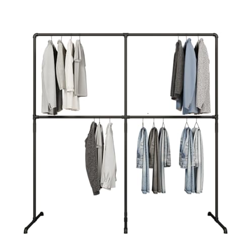 pamo Kleiderstange freistehend 80 kg Traglast - offener Kleiderschrank Industrial schwarz aus Metall Wasserrohren pamo Kleiderstange freistehend 80 kg Traglast - offener Kleiderschrank Industrial schwarz aus Metall Wasserrohren von pamo