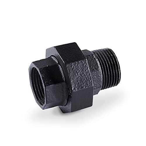 pamo Temperguss Fitting Adapter - 3/4 Zoll für DIY Kleiderstange im Industrial Loft Design | Adapter | pulverbeschichtet Wasserrohr in schwarz für Do-It-Yourself Garderobe/Kleiderschrank von pamo