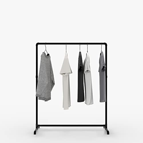 pamo freistehende Kleiderstange im Industrial Design - LAS LOW - Höhe 135cm | Garderobe oder Kleiderständer aus schwarzen stabilen Rohren | ohne Wandmontage von pamo