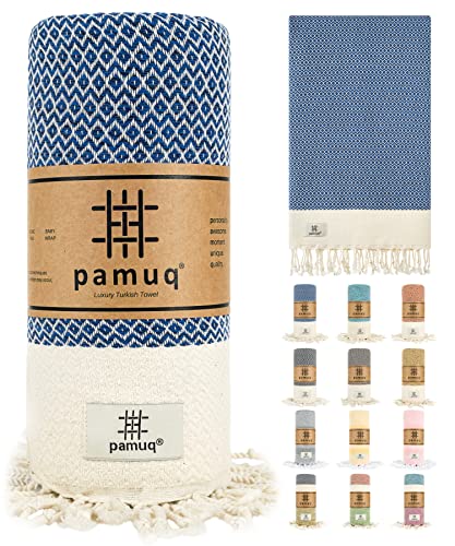 pamuq Strandtuch XXL Saunatuch Badetuch Hamamtuch Groß Baumwolle Oeko-TEX Duschtuch Pestemal Handtuch Fouta Pareo Yoga Decke Sporttuch Sarong Herren Damen von pamuq